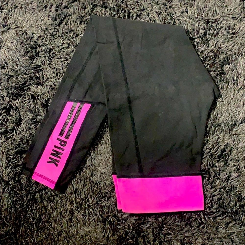 COPY - Pink and black leggings with black sparkle…